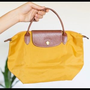Longchamp Le Pliage bag (small), mustard-yellow